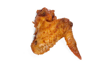 Fresh roasted chicken wing quarters on white isolated background