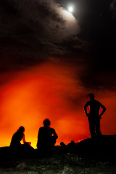Silhouettes in Erta Ale volcano
