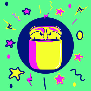 The 80s and 90s illustrations with funky colorful design style textures and objects mix. 80's and 90's pop art style vector illustration, use it for sticker, calendar, print, background, and poster