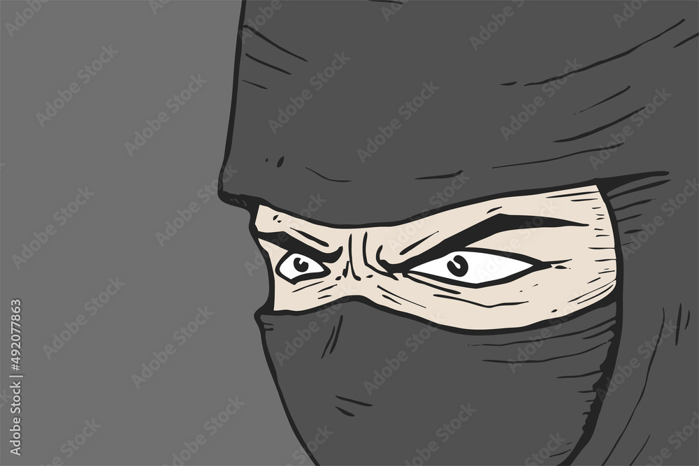 Canvas Prints ninja face draw