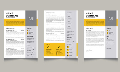 Resume Layout with Professional Resume Template 100% Editable  Design Yellow Accents