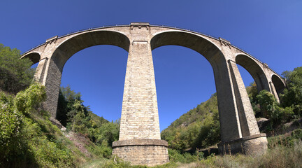 The train stone bridge in the mountains