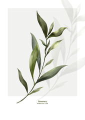 Greenery leaf watercolor vector design