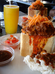 Bunny chow,  a traditional food of Durban, South Africa. 