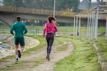 Strong friends running