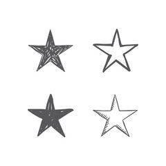 Fototapeta premium Hand drawn star icons. Set of doodle stars.