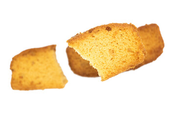 crispy cake rusk or dry cake isolated on white background