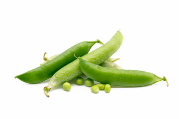 green pea vegetable bean isolated on white background.