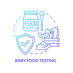 Baby food testing blue gradient concept icon. Expertise in food market abstract idea thin line illustration. Detecting heavy metals. Isolated outline drawing. Myriad Pro-Bold font used