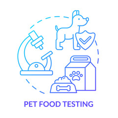 Obraz na płótnie Canvas Pet food testing blue gradient concept icon. Expertise in food market abstract idea thin line illustration. Pathogen test. Nutritional analysis. Isolated outline drawing. Myriad Pro-Bold font used