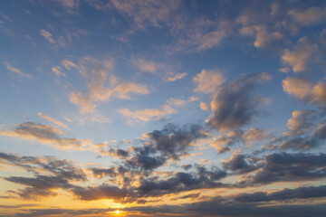 Naklejka na ściany i meble Beautiful sky with cloud before sunset