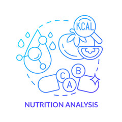 Nutrition analysis blue gradient concept icon. Food testing abstract idea thin line illustration. Dietary content. Vitamins and minerals. Isolated outline drawing. Myriad Pro-Bold font used