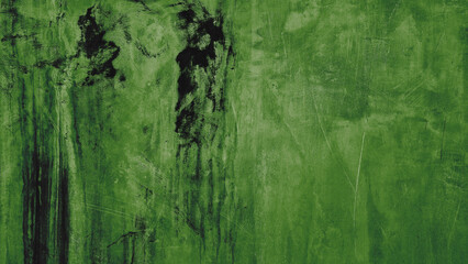 texture of green plain concrete wall with dirty stain use as background. green grunge cement wall background with scratch and stripes pattern. plaster stucco wall.