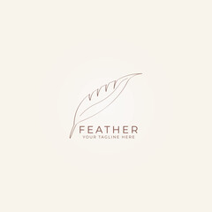 Modern Quill Feather Minimalist for Notary, Lawyer, Company Logo Icon Design Vector