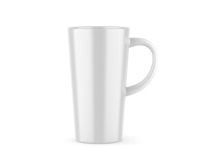 Blank ceramic white coffee cup and mug isolated on white background. design template. 3d render illustration.