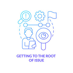 Getting to root of issue blue gradient concept icon. Efficient problems solving. HR skills abstract idea thin line illustration. Isolated outline drawing. Myriad Pro-Bold font used