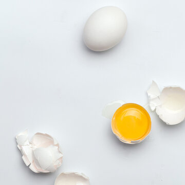 One broken white egg