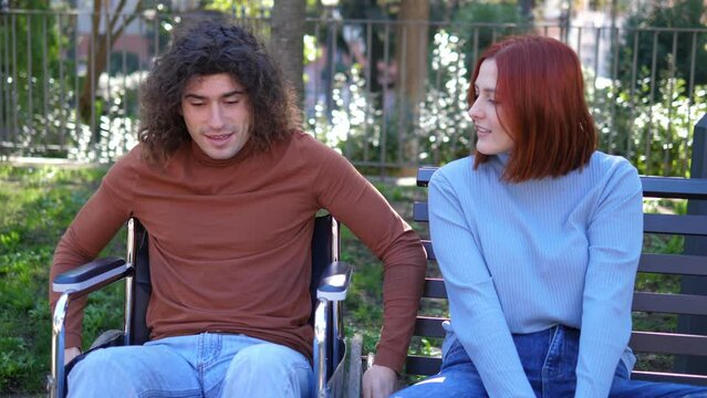 first approaches - young man with paraplegia on a first date with a young woman