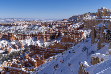 Snow Covered Landscape in Bryce Canyon National Park Utah in Winter