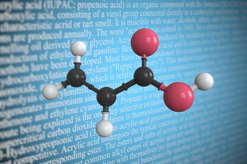 Molecular model of carboxypolymethylene, 3D rendering