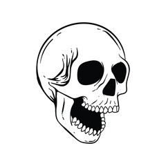 hand drawn skull doodle illustration for tattoo stickers etc premium vector