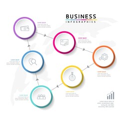 Vector illustration, infographics design, template, marketing, information, with 6 options or steps
