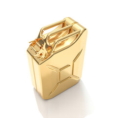 petrol can in gold on a white background.