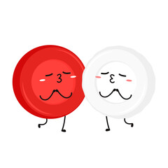 Red and white blood cell character design. Blood cell vector