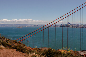 golden gate bridge and view at the city