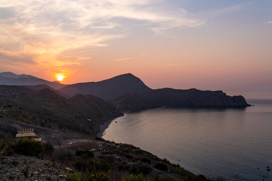 Al Hoceima city ,beach and sea and mountains ,mediterranean ,morocco .