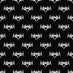 Abstract pattern tattoo sketch. Artistic death metal logo design. White illustration in Metalcore style on a black background.