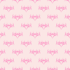 Abstract pattern tattoo sketch. Artistic death metal logo design. Pink illustration in Metalcore style on a pink background.