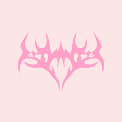 Abstract tattoo sketch. Artistic death metal logo design. Pink illustration in Metalcore style on a pink background.