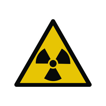 Radiation hazard sign. A yellow triangle with a black border and a shamrock in the middle. Vector.