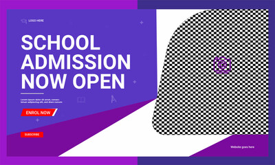 Editable kids School education admission You tube video thumbnail template and web banner design for social media