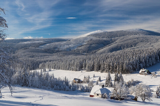 Winter landscape around Horni Mala Upa, Giant Mountains (Krkonose), Northern Bohemia, Czech Republic