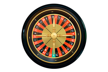 Obraz premium Realistic casino gambling roulette wheel on white isolated background. Top view. Realistic casino roulette table. Gambling concept design. 3d rendering illustration. 