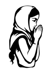 Vector image of the praying girl