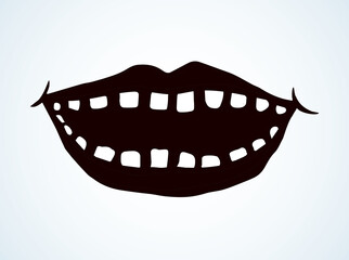 Open mouth with teeth. Vector drawing