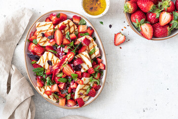 Strawberry Salsa with Grilled Halloumi