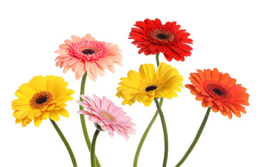 Many beautiful gerbera flowers isolated on white