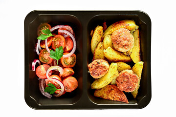 Diet box set. A healthy food and diet concept. Dietary catering. Fitness meal. Take away.