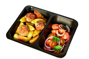 Diet box set. A healthy food and diet concept. Dietary catering. Fitness meal. Take away.