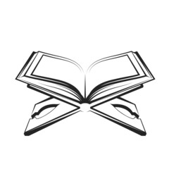 Open book, Quran on wooden board stand, open koran, vector