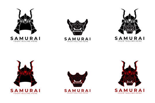 samurai logo design modern vector art illustration face machine technology robot icon vintage style