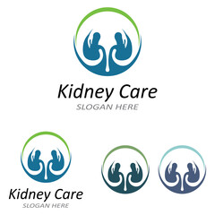 Kidney health and kidney care logo using icon design concept vector illustration