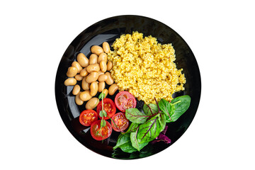 couscous with beans salad tomato vegetable fresh healthy meal food diet snack on the table copy space food background 