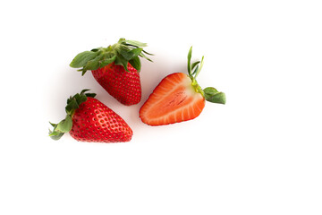 Fresh strawberries on a white background isolated.
