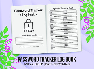 Password Tracker Logbook for KDP interior. Password Tracker Logbook template design for KDP Interior.
