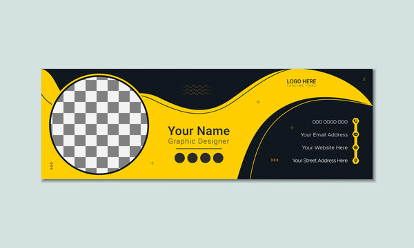 Business email signature template. Corporate social media email signature design